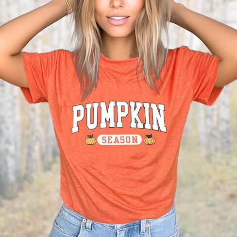 Women Fall Halloween Shirt Novelty Spooky Coffee Print Graphic Tees Pumpkin Thanksgiving Tops in Saudi Arabia