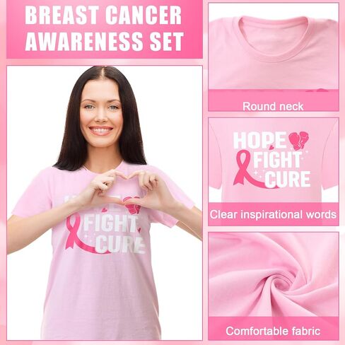 Breast Cancer Awareness T Shirt for Women Men Pink Ribbon Black Cancer Shirts Awareness Tops Plus Size Unisex in Saudi Arabia