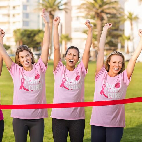 Breast Cancer Awareness T Shirt for Women Men Pink Ribbon Black Cancer Shirts Awareness Tops Plus Size Unisex in Saudi Arabia