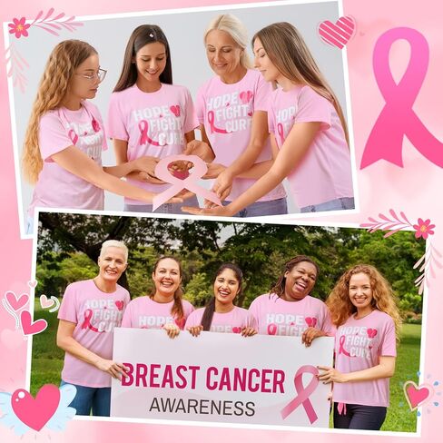 Breast Cancer Awareness T Shirt for Women Men Pink Ribbon Black Cancer Shirts Awareness Tops Plus Size Unisex in Saudi Arabia