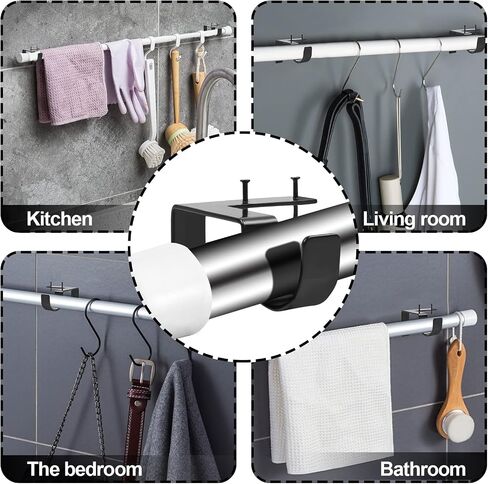 4 Pcs No Drill Curtain Rod Bracket, Adjustable Metal Heavy Duty Curtain Rod, Quick Hang No Damage Screwless Curtains Rods Brackets for Home Window and Door Frame in Saudi Arabia