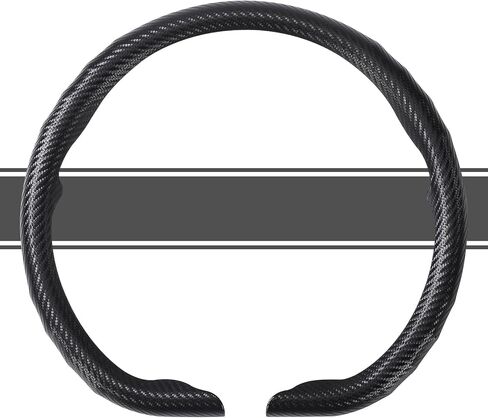 غطاء عجلة قيادة السيارة من جلد نابا ويست لاما على شكل حرف D، عالمي مقاس 15 بوصة (أسود على شكل حرف D) in Kuwait