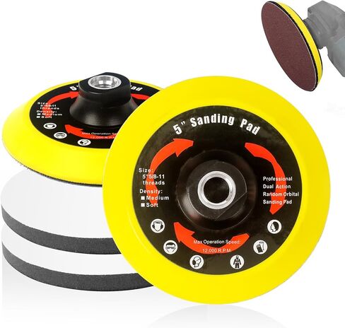 Premium Gold Angle Grinder Sanding Disc, 53PCS 5 Inch Drill Sanding Attachment, Hook and Loop Backing Pad with Sander Pads Sandpaper for Woodworking or Automotive (60/80/120/220/320 Grit) in Saudi Arabia