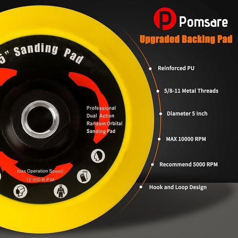 Premium Gold Angle Grinder Sanding Disc, 53PCS 5 Inch Drill Sanding Attachment, Hook and Loop Backing Pad with Sander Pads Sandpaper for Woodworking or Automotive (60/80/120/220/320 Grit) in Saudi Arabia