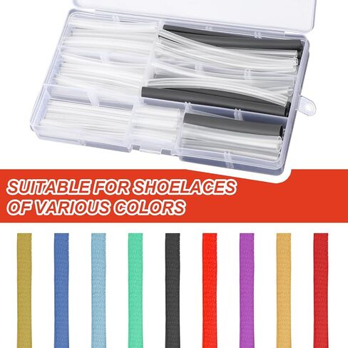 78pcs Shoelace Tips Repair Tool Set, Plastic Shoe Lace Ends Tips Clear Heat Shrink Shoelaces Accessory Shoelace Shortening Tools for Repairing and Shortening in Saudi Arabia