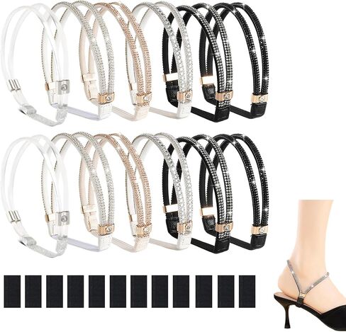 6 Pairs Shoe Straps for Heels, Adjustable Elastic Ankle Straps for High Heel Shoes and Sandals, Anti Loose Replacement Bands for Women, Secure Fit for Daily Wear, Office Weddings and Parties in Saudi Arabia
