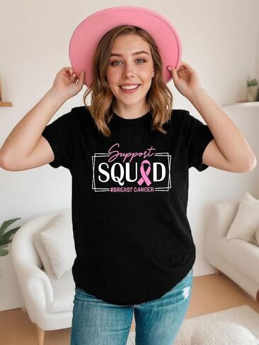 Breast Cancer Shirts for Women Pink Ribbon Breast Cancer Awareness T-Shirt Cancer Care Gifts Cancer Survivor Tee Tops in Saudi Arabia