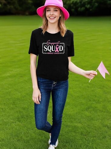 Breast Cancer Shirts for Women Pink Ribbon Breast Cancer Awareness T-Shirt Cancer Care Gifts Cancer Survivor Tee Tops in Saudi Arabia
