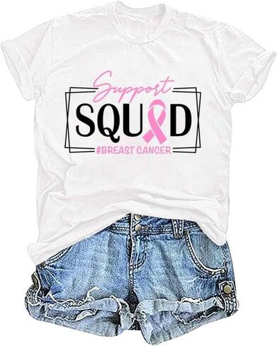 Breast Cancer Shirts for Women Pink Ribbon Breast Cancer Awareness T-Shirt Cancer Care Gifts Cancer Survivor Tee Tops in Saudi Arabia