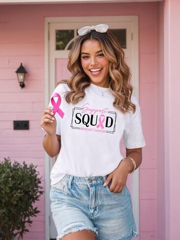 Breast Cancer Shirts for Women Pink Ribbon Breast Cancer Awareness T-Shirt Cancer Care Gifts Cancer Survivor Tee Tops in Saudi Arabia
