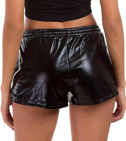 JINKAIJIA Women's Metallic Shiny Shorts Sparkly Rave Hot Outfit Elastic Sport Short Pants Dance attire Performance clothing in Kuwait