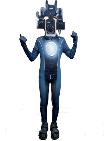 TV Camera Costume for Kids TV Man Camera Man Jumpsuit Cosplay Video Game Costumes Halloween Clothing(8-9Y/140CM,TVH2) in Saudi Arabia