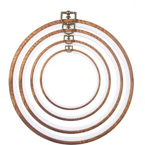 4Pcs Embroidery Hoop Frame Lmitated Wood Display Frame,Circle Cross Stitch Hoop Ring for Art Craft Sewing and Hanging Ornaments Home Decor,Flexi Hoop for Hand Embroidery