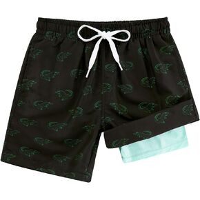 ALISISTER Boys Swim Trunks Compression Liner Swim Shorts Bathing Suit with Boxer Brief Quick Dry Swimwear 7-20T