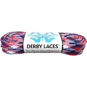 Derby Laces Red, White, and Blue USA Laces - Flat, 10mm wide, for Boots, Skates, Roller Derby, Hockey and Ice Skates