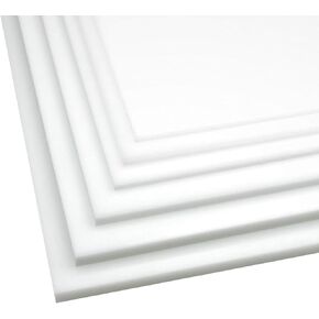 High Density Polyethylene Sheets HDPE Plastic Sheet Board for DIY, Heavy Duty Industry, 1/8" Thick,Size 12" x 12", White Color