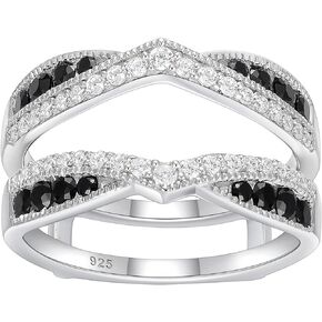 Newshe Jewellery Ring Enhancer for Engagement Rings AAAAA Cz Wedding Band Bridal 925 Sterling Silver Guard and Wraps Size 5-10