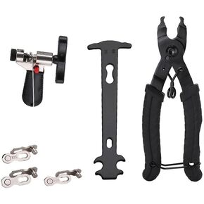 Bike Link Plier + Chain Breaker Splitter Tool + Chain Checker + 3 Pairs Bicycle Missing Links,Complete set of bicycle chain repair tools，Essential for Bicycle Maintenance(updated version)
