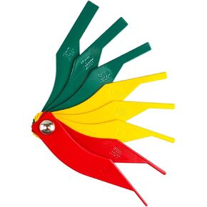 Brake Lining Thickness Gauge, Car Automotive Brake Pad Measuring Ruler Tool, Measure Disc and Drum Brake Pads Feeler Gauge, Color-Coded，SAE & Metric，Durable Steel Brake Rotor Gauge…