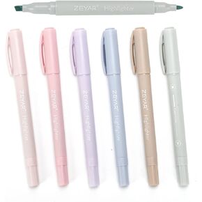 ZEYAR Cute Highlighters With Duals Tips, Cream Colors, Chisel Tip and Bullet tip, Aesthetic Highlighter Marker, No Bleed Dry Fast Easy to Hold (Delight)
