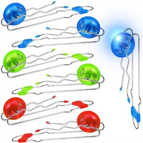 Sumind 6 Pcs Magnetic Gyro Wheels for Kids Light up Rail Twirler Set Retro Magic Gravity Defying Stunt Toy for Boys and Girls (Red, Blue, Green,Wave Rail)