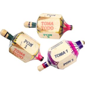 Wooden Pirinola Toma Todo Set, Spinning Top Game for Fiestas and Parties, 2 Pieces, 3.5 Inches