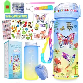 cviokrdu Decorate Your Own Water Bottle Kits for Boy Age 4-6-8-10-12,Water Bottle Diamond Art for Kids and Stickers for Kids,Crafts Girls Toys Birthday Christmas(Astronaut)