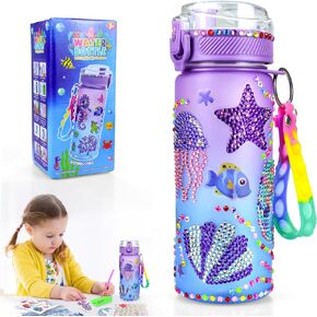 Decorate Your Own Water Bottle Kits for Girls Age 4-12, Gem Diamond Painting Crafts, Arts and Crafts Kits Girls Kids Toys Birthday Christmas Gifts for Girls Age 4 5 6 7 8 10
