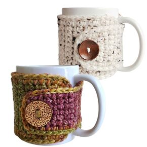 Spiced Cedar and Oatmeal Coffee Mug Cozy Sleeves, Tea Cozy Wraps for Mom, Cover for 11-ounce Cups, Mother's Day Cozies