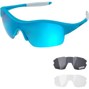 Kids Sunglasses Polarised Cyclingglasses 3 Lens 8-14 Years Boys Girls Baseball Sports Soft Baseball