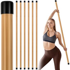 6 Pcs Bamboo Yoga Stick 5 ft Natural Stick Correct Posture Exercise Stick for Strength Flexibility Fitness and Physical Rehabilitation Stretch Practice