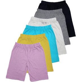 MISS POPULAR Girls 6-Pack Biker Shorts Soft Comfortable Cotton Spandex Elastic Waistband | Sizes 4-16