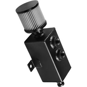 Universal 2L Oil Catch Can Tank Baffled 10AN with Breather Filter Aluminum Reservoir Tank Black