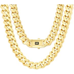 Nuragold 10k Yellow Gold 20mm Royal Monaco Miami Cuban Link Chain Necklace, Mens Jewelry Fancy Box Clasp 24" 26" 28" 30"