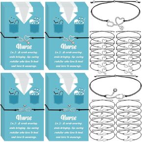 Janmercy 40 Set Nurse Gift Nurse Appreciation Bracelets Bulk with Blessing Card for Women Nurses Week School Graduation Gifts