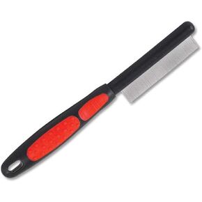 مشط البراغيث من رايانز بيت سابلايز باو براذرز للكلاب والقطط الصغيرة والكبيرة مع مقبض، طقم ومستلزمات العناية بالكلاب الاحترافية، أساسيات الجراء، أسود وأحمر، 8.8 بوصة in Kuwait