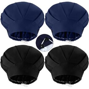 4 Pieces Bouffant Caps with Button and Sweatband Adjustable Working Hats Scrub Caps Elastic Band Caps for Women Men