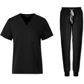 Scrubs for Women Set Nurse Uniform Scrubs 4 Way Stretch V-Neck Scrub Top & Jogger Pant with 6 Pockets Scrubs Set