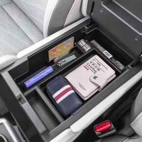 EDBETOS Center Console Organizer Tray Compatible with Nissan Pathfinder Accessories 2022 2023 2024 R53 Interior Secondary Armrest Storage Glove Box Divider ABS Material, Black Trim