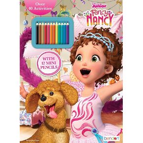 Fancy Nancy Disney 48-Page Coloring and Activity Book with 12 Mini Colored Pencils 47535 Bendon