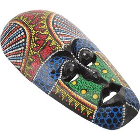 African Masks Wooden African Mask Hand Painted Tribal Tiki Mask Wall Hanging Decor Aboriginal Mask Wall Sculpture for Good Luck Protection