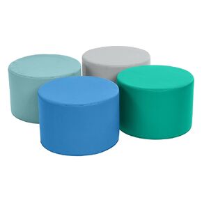 ECR4Kids SoftZone Foam Ottoman Set, Round, Flexible Seating, Contemporary, 4-Piece