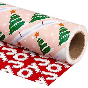WRAPAHOLIC Reversible Christmas Wrapping Paper - Mini Roll - 17 Inch X 33 Feet - Nutcracker and Candy Cane Printed on Pearlized Paper for Chrsitmas, Holiday, Party Celebration