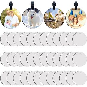 30 Pcs Sublimation Luggage Tag Blanks Round Bulk with Belt MDF Sublimation Bag Tags Blanks Heat Transfer Double Sides Sublimation Keychain Blanks Product Blank for Travel Bag 4 inch in Kuwait