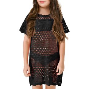 Girls Summer Swim Cover Up Crochet Bathing Suit Swimwear Beach Dress 5-14 Years