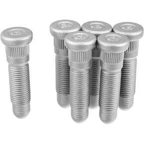 X AUTOHAUX 6pcs Long Serrated Wheel Studs M14x1.5 Multi-Purpose Stud 11588810 for Chevrolet Silverado 3500 HD 2007-2010 Silver Tone