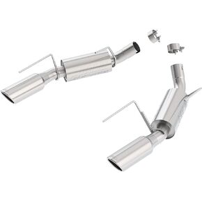 BORLA 11750 Axle-Back Performance Exhaust System 2005-2009 Ford Mustang GT V8 & Shelby GT500 V8 T-304 Stainless Steel S-type Sound Dual Split Rear Exit Single 4" Round Chrome Tips On Each Side