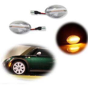GTINTHEBOX Clear Lens Amber Led Fender Side Marker Light Turn Signal Lamp for Mini Cooper R50 R52 R53