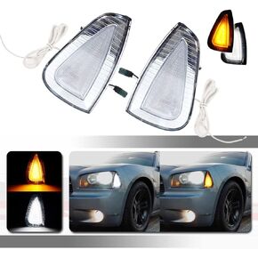 For 2006 2007 2008 2009 2010 Dodge Charger SXT RT SE SRT8 Front Bumper side marker Turn signal lights Daytime running lamps Replacement OEM LED Clear Lens