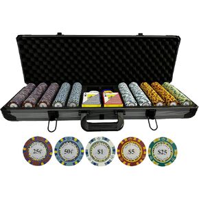 500 Piece Monte Carlo Low Denomination Poker Chip Set - 14g Heavy Clay Casino Grade Small Stakes Monte Carlo Poker Chips Small Denomination Cash Game Set in Saudi Arabia